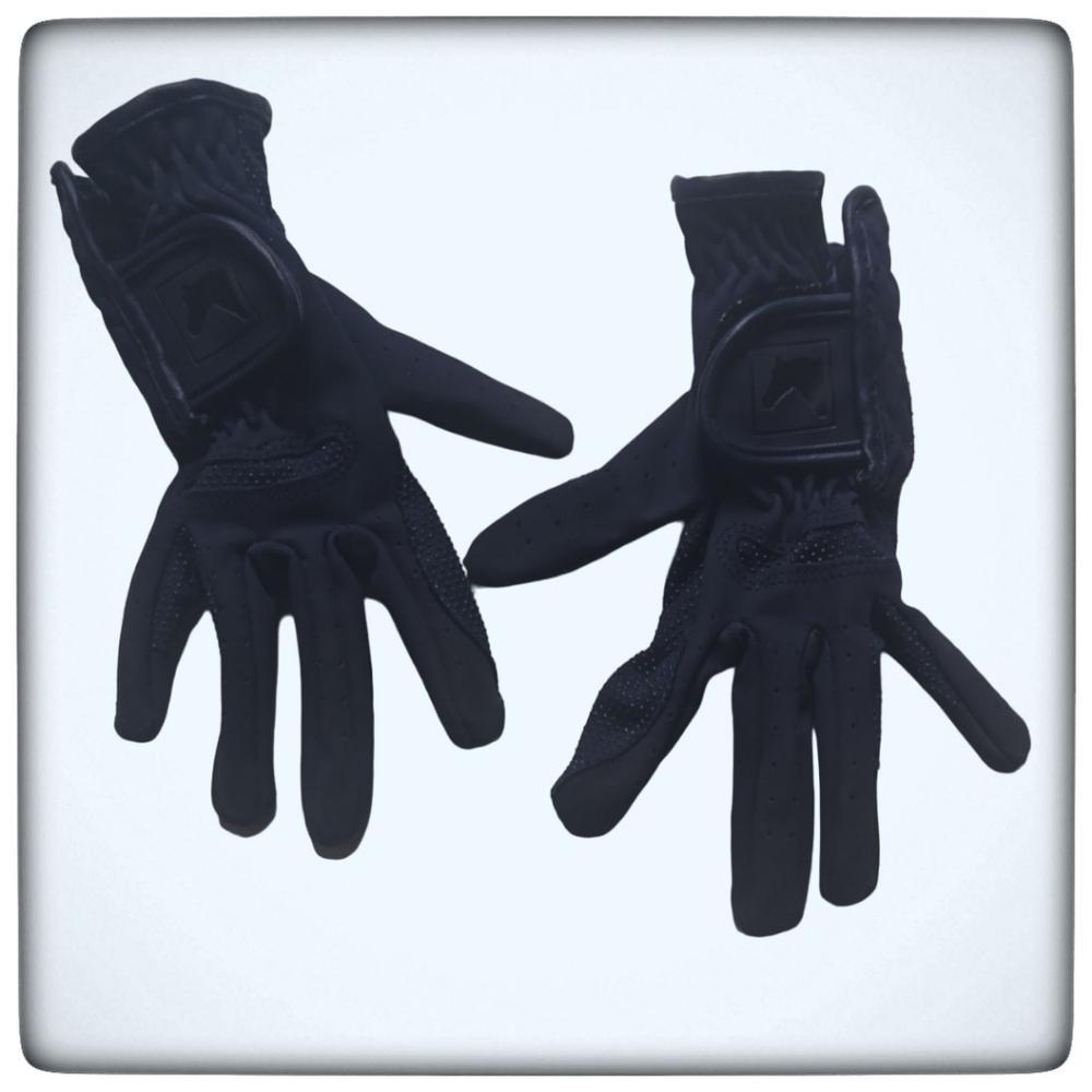 Riding Sport Navy Blue Youth Schooling Horse Riding Gloves-Size 3